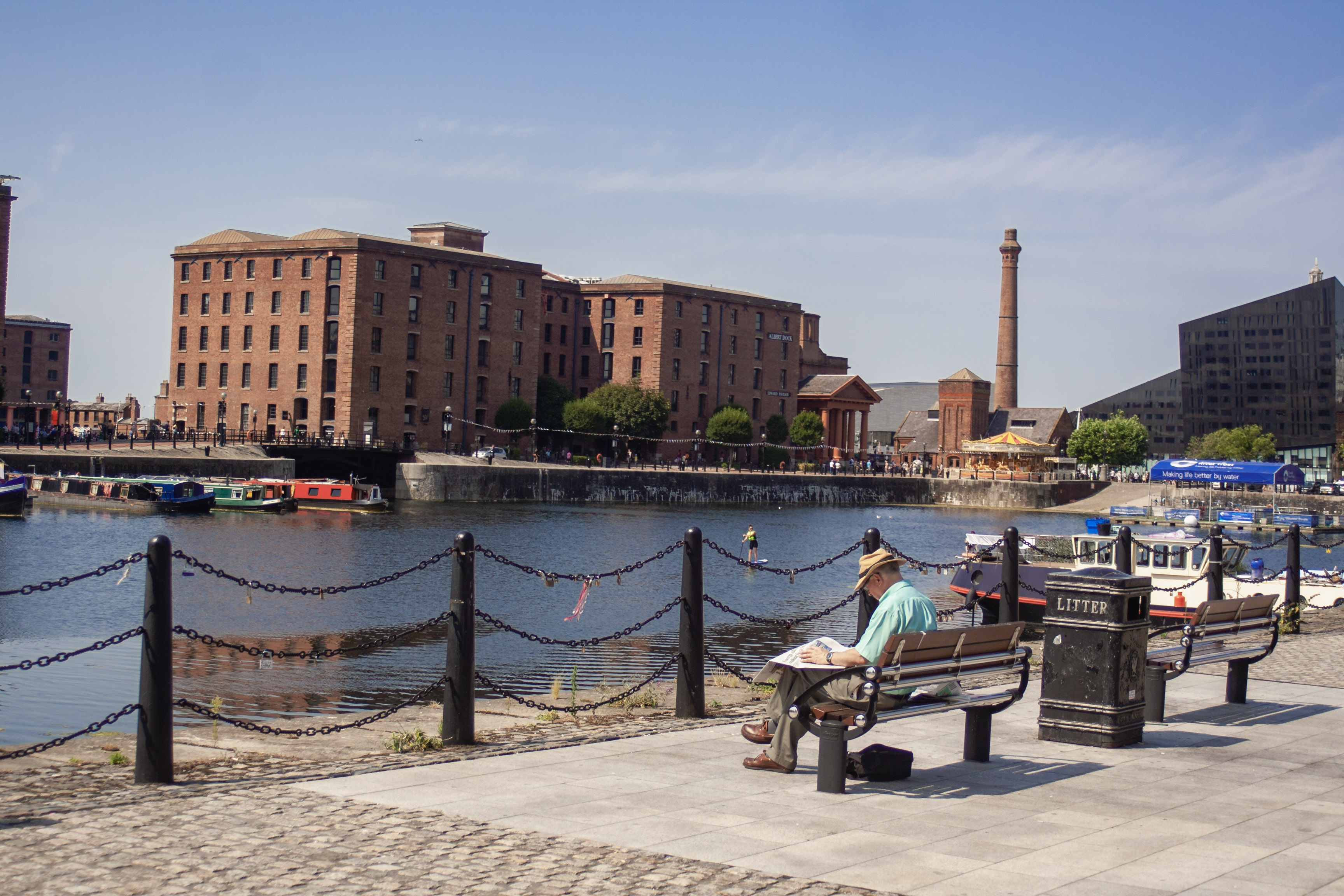 A man relaxes on the docks